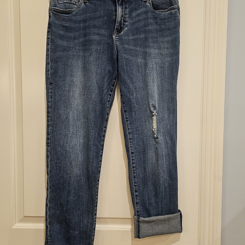 Kut from the Kloth Medium Wash Straight-Leg Jeans with Light Distress